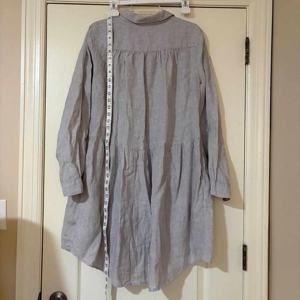 Halston Heritage Linen Button-Up Shirt Dress - Picture 5 of 8